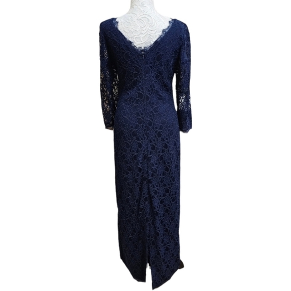 Joseph Ribkoff Lace Maxi Evening Dress Navy Size 8 Formal Party Elegant Glamour - Picture 5 of 16